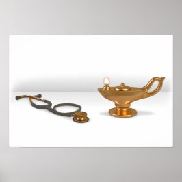 Pflegelampe und Stethoskop Poster