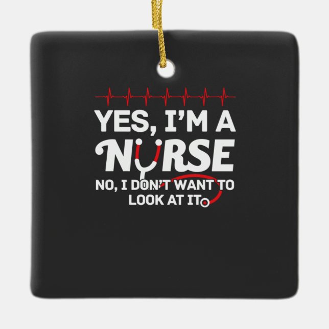 Pflegeleben | Ja, ich bin Krankenschwester Keramikornament (Vorderseite)