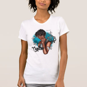 Pflegende schwarze Krebs-Diva mit Schmetterlingen T-Shirt