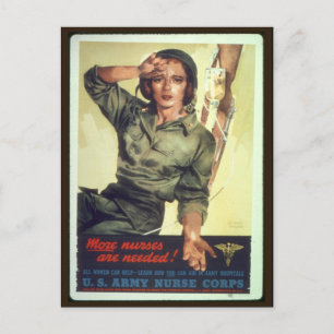 Pflegepersonal-Werbeplakat WW ll - Vintage-Kunst Postkarte