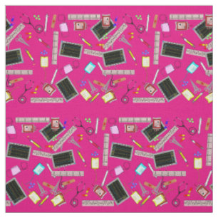 Pflegewerkzeuge Fabric Fuschia Pink Stoff