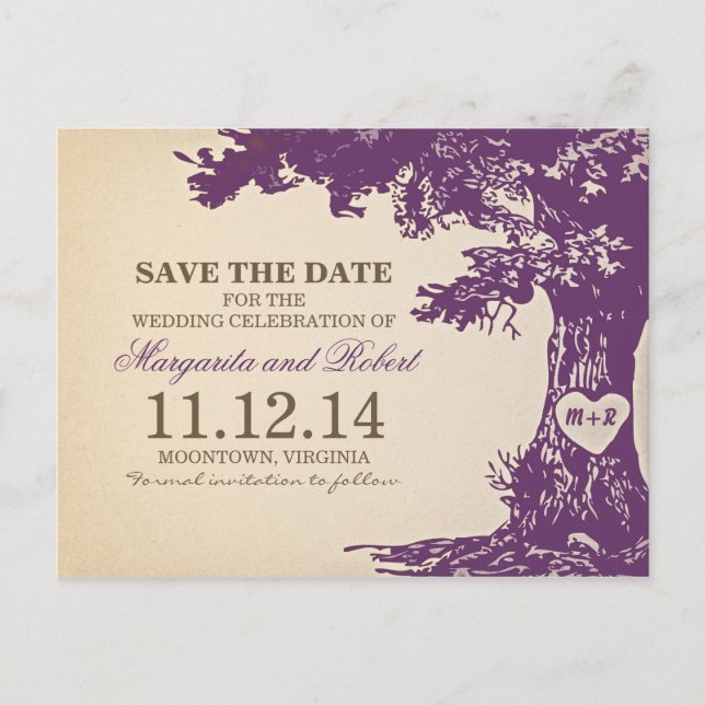 Pflücke, alte Eiche Save the Date Postkarten (Vorderseite)