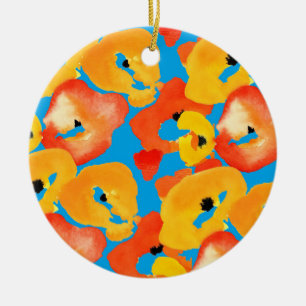Pflücke große Blume Rot-Orange Keramik Ornament
