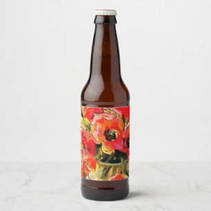 Pflücke in einer Glasvase Schwarzer Kontur Kunst Bierflaschenetikett