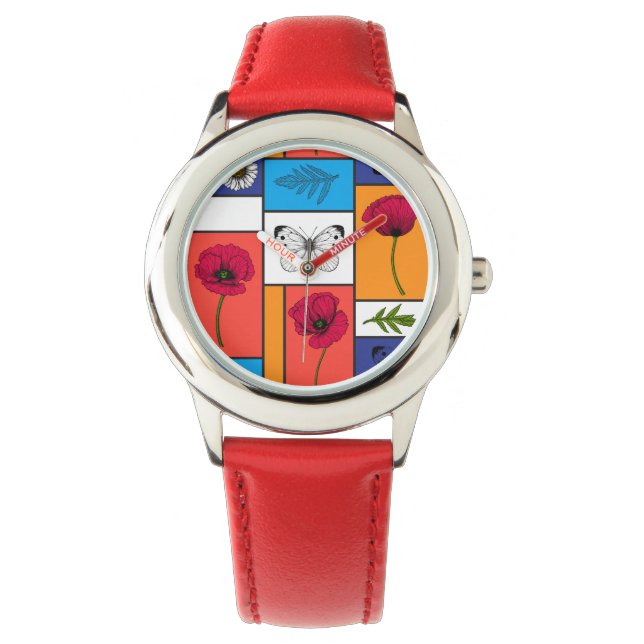 Pflücke in farbigen Schachteln Armbanduhr (Vorderseite)