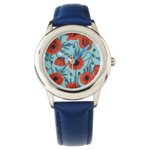 Pflücke, rot und blau am Pool blau Armbanduhr