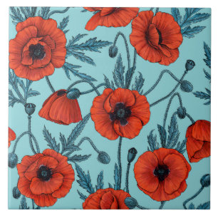 Pflücke, rot und blau am Pool blau Fliese