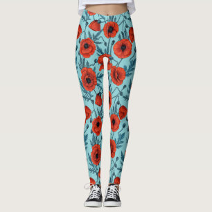 Pflücke, rot und blau am Pool blau Leggings