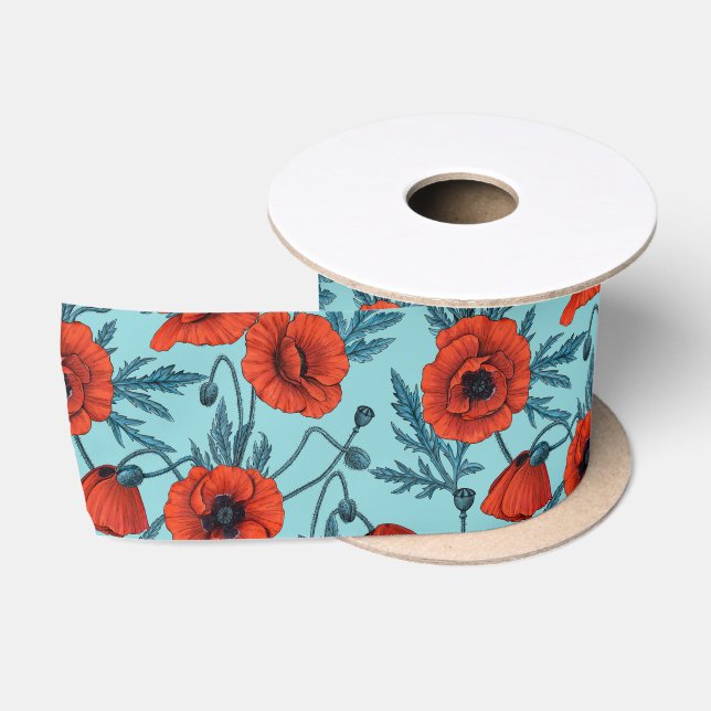 Pflücke, rot und blau am Pool blau Satinband (Spule)