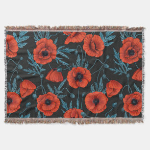 Pflücke, rot und blau auf schwarz decke