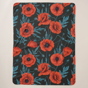 Pflücke, rot und blau auf schwarz sherpadecke