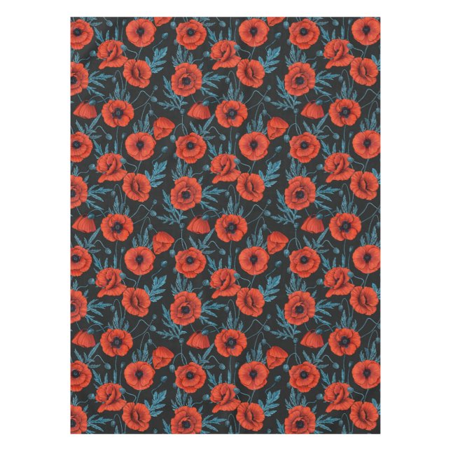 Pflücke, rot und blau auf schwarz tischdecke (Vorderseite)