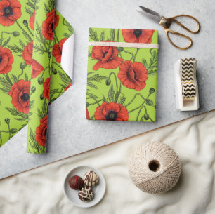 Pflücke, rot und grün auf Kalkgrün Geschenkpapier