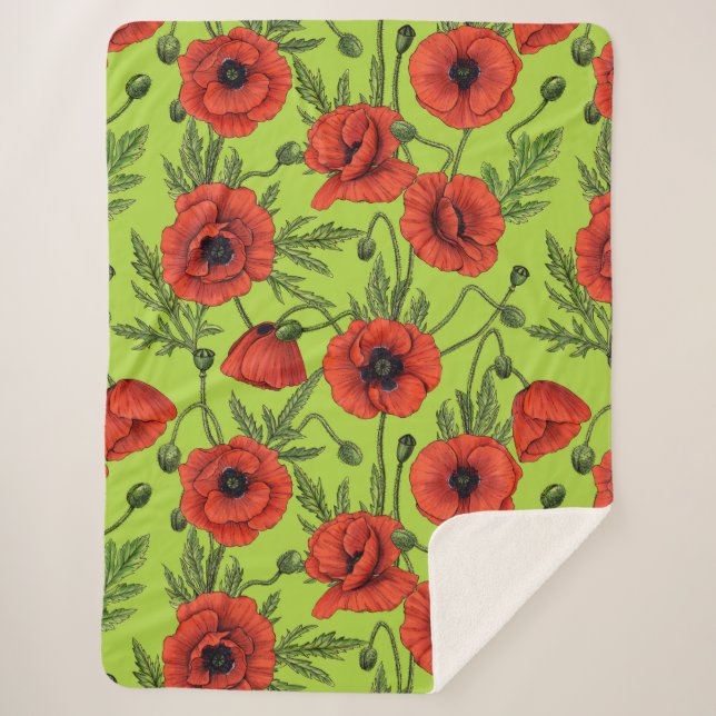 Pflücke, rot und grün auf Kalkgrün Sherpadecke (Vorderseite)