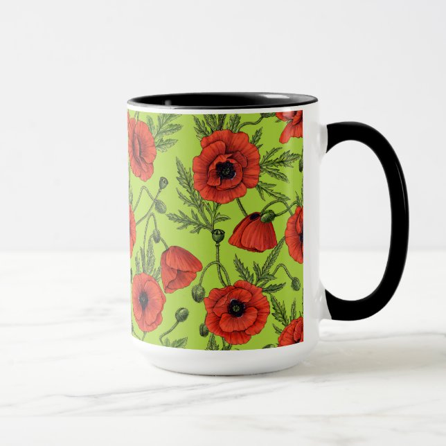 Pflücke, rot und grün auf Kalkgrün Tasse (Rechts)