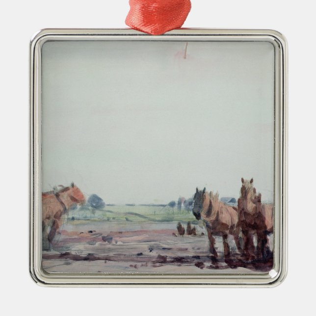 Pflug-Pferde Ornament Aus Metall (Vorne)