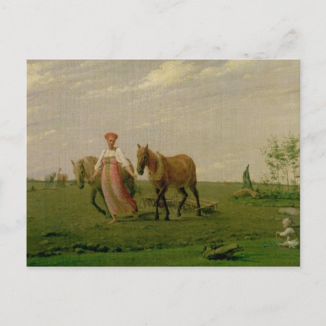 Pflügen im Frühling der 1820er Postkarte (Vorderseite)