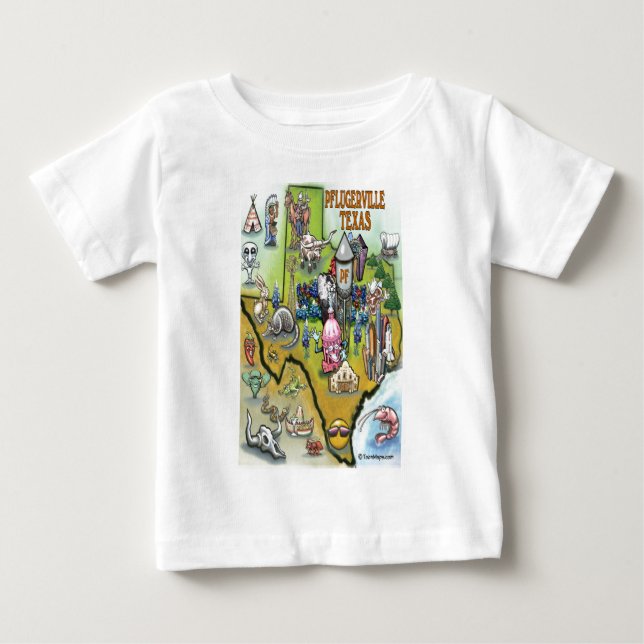 Pflugerville Texas Cartoon-Karte Baby T-shirt (Vorderseite)