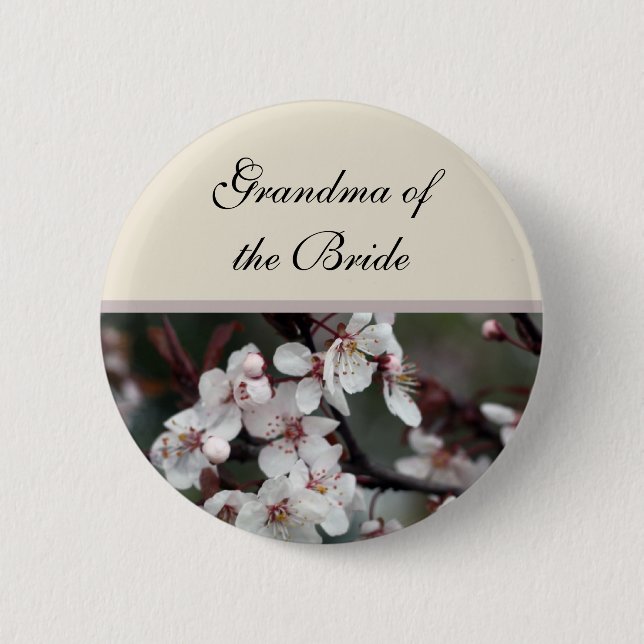 Pflumenblüten-Hochzeitsknopf Button (Vorderseite)