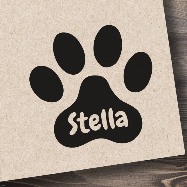 Pfosten mit personalisierter Namenssignatur Gummistempel (Paw print with personalized name signature rubber stamp)