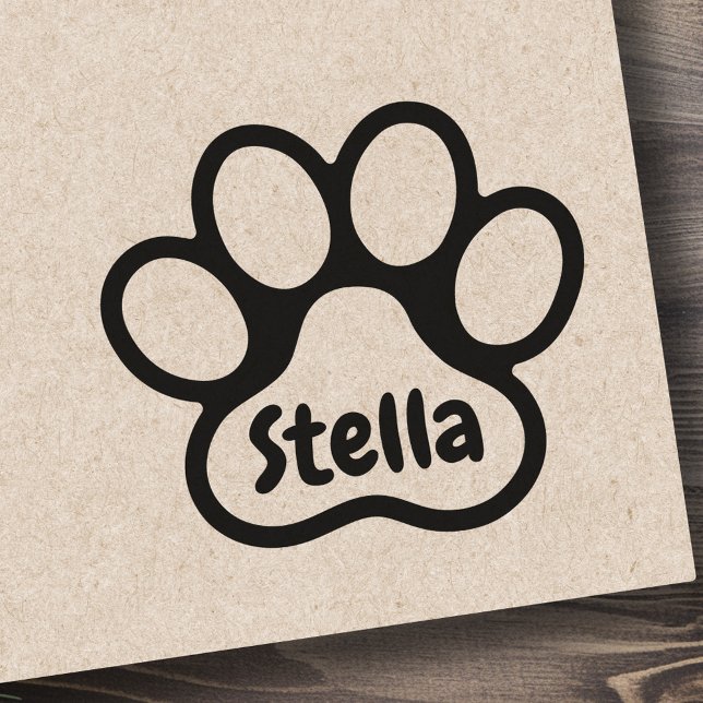 Pfosten mit personalisierter Namenssignatur Gummistempel (Paw print with personalized name signature rubber stamp)