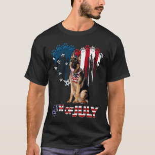 Pfote Deutscher Schäferhund Herz Amerikanische Fla T-Shirt
