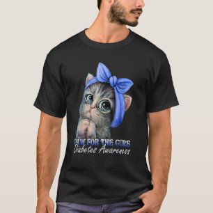 Pfote Für Die Heilung Süße Katze Diabetes-Bewussts T-Shirt