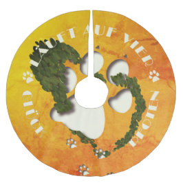 Pfote Glücksklee - Glück läuft auf vier Pfoten Polyester Weihnachtsbaumdecke