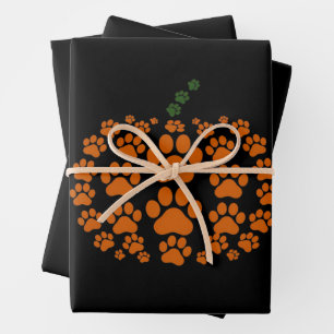 Pfote Kürbis Pfotenabdruck Hund Thanksgiving Geschenkpapier Set