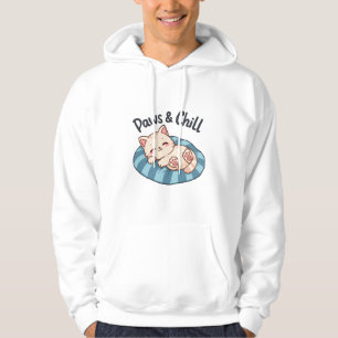 Pfoten & Chill Katzennapf Illustration Cartoon Hoodie