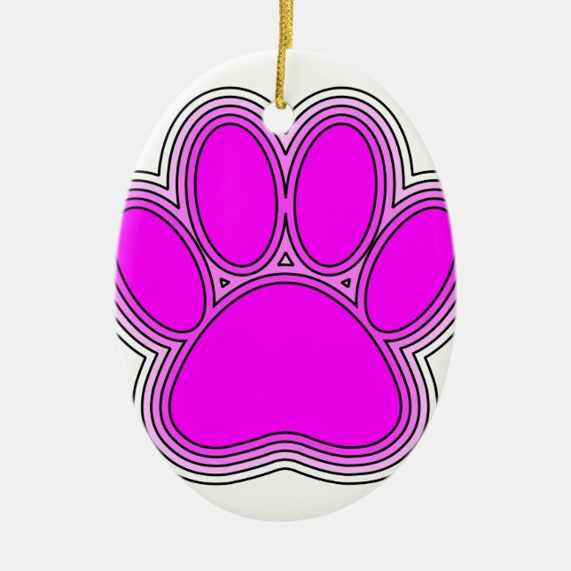 Pfoten des Hundes mit rosa Konturen Keramik Ornament (Vorne)