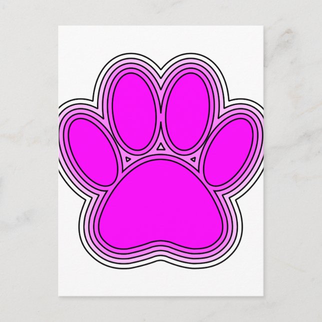 Pfoten des Hundes mit rosa Konturen Postkarte (Vorderseite)