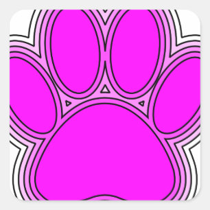 Pfoten des Hundes mit rosa Konturen Quadratischer Aufkleber