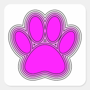 Pfoten des Hundes mit rosa Konturen Quadratischer Aufkleber