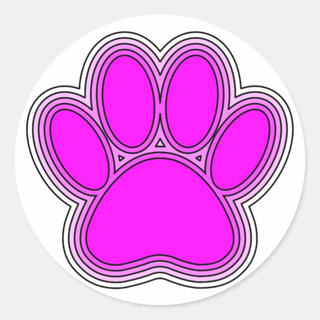 Pfoten des Hundes mit rosa Konturen Runder Aufkleber (Vorderseite)