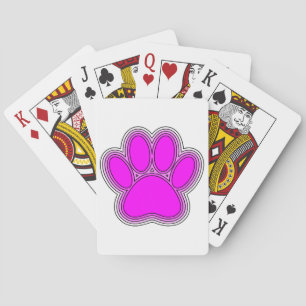 Pfoten des Hundes mit rosa Konturen Spielkarten