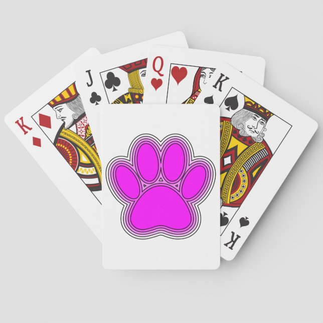 Pfoten des Hundes mit rosa Konturen Spielkarten (Rückseite)