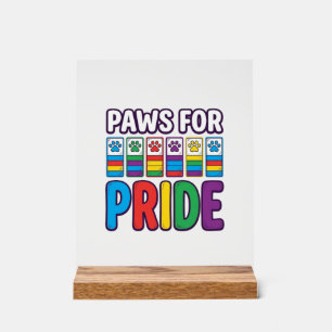 Pfoten für Stolz Regenbogen-Pfotenabdruck Haustier Acrylschild