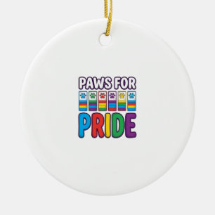 Pfoten für Stolz Regenbogen-Pfotenabdruck Haustier Keramik Ornament