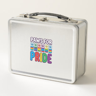 Pfoten für Stolz Regenbogen-Pfotenabdruck Haustier Metall Brotdose