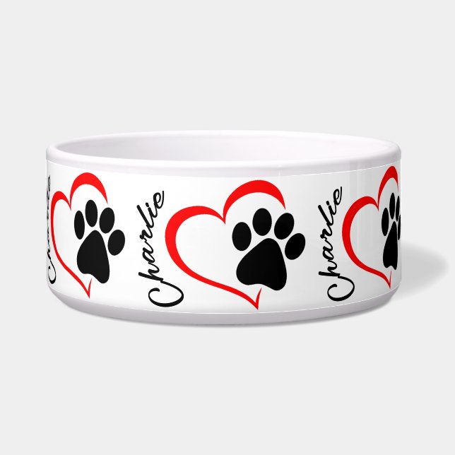 Pfoten-Herz-Hunde-Schüssel Napf (Vorderseite)
