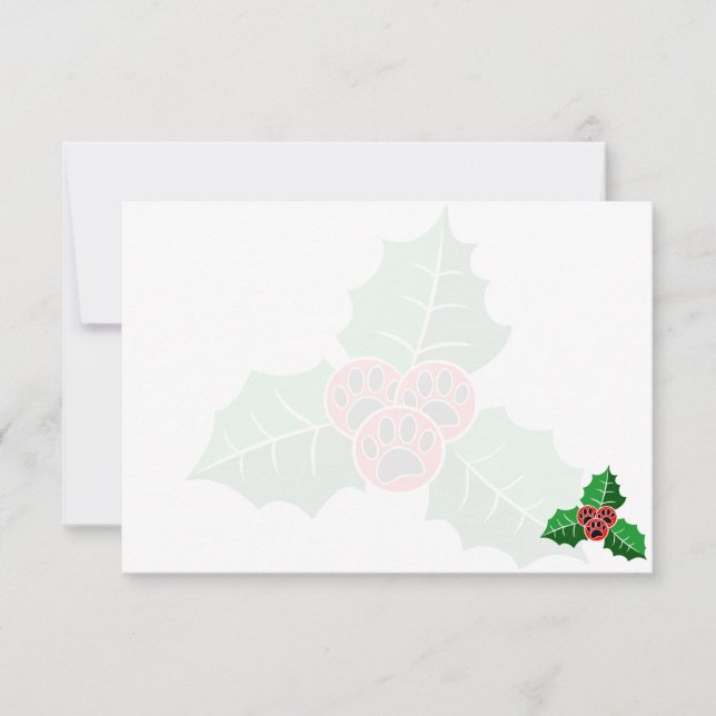 Pfoten-Holly-Blätter-Weihnachten Blank Mitteilungskarte (Vorderseite)