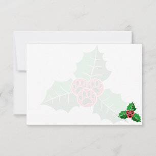 Pfoten-Holly-Blätter-Weihnachts-Leerkarte Mitteilungskarte