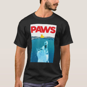 Pfoten Katze und gelbe Gummiente Teal Blaues Wasse T-Shirt