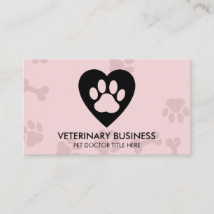 Pfoten-Logo im Herzen Pet Groomer Sitting Service Visitenkarte