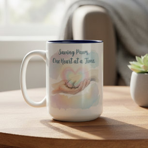 Pfoten Retten Ein Herz Herzliche Aquarellmalerei Zweifarbige Tasse