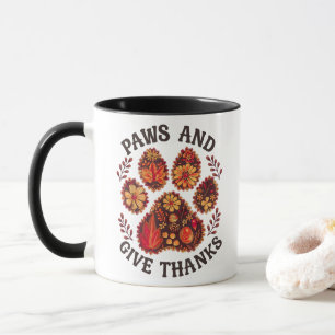 Pfoten und Dank sagen Hund Erntedankfest Herbst Tasse
