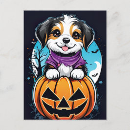 Pfoten und Kürbis, Niedliches Halloween Postkarte