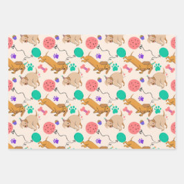 Pfoten und Party für Hunde Geschenkpapier Set