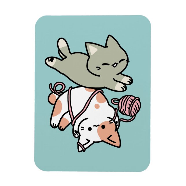 Pfoten und Spielen – Bezaubernde Katzenillustratio Magnet (Vertikal)